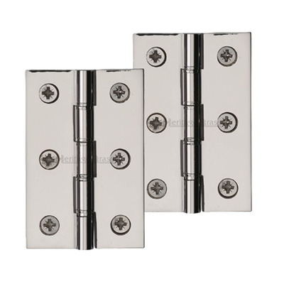 Heritage Brass 3 Inch Double Phosphor Washered Butt Hinges, Polished Nickel - PR88-400-PNF (sold in pairs) POLISHED NICKEL - 3" x 2"
