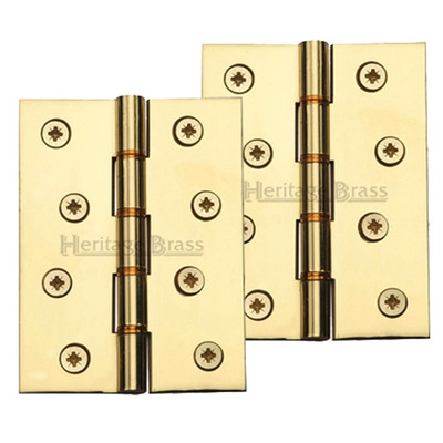 Heritage Brass 4 Inch Double Phosphor Washered Butt Hinges, Polished Brass - PR88-410-PB (sold in pairs) POLISHED BRASS - 4" x 3"