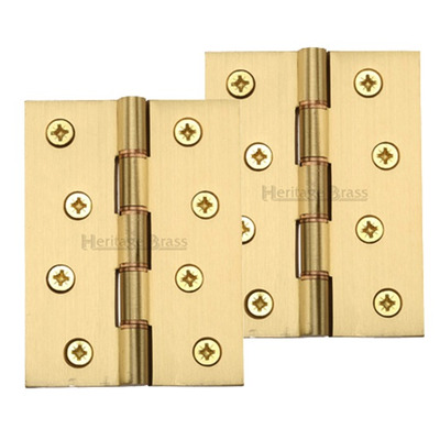 Heritage Brass 4 Inch Double Phosphor Washered Butt Hinges, Satin Brass - PR88-410-SB (sold in pairs) SATIN BRASS - 4" x 3"