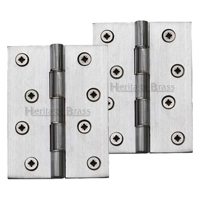 Heritage Brass 4 Inch Double Phosphor Washered Butt Hinges, Satin Chrome - PR88-410-SC (sold in pairs) SATIN CHROME - 4" x 3"