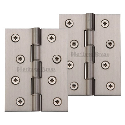 Heritage Brass 4 Inch Double Phosphor Washered Butt Hinges, Satin Nickel - PR88-410-SN (sold in pairs) SATIN NICKEL - 4" x 3"
