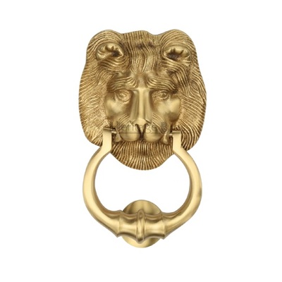 Heritage Brass Lion Head Door Knocker, Satin Brass - K1210-SB SATIN BRASS
