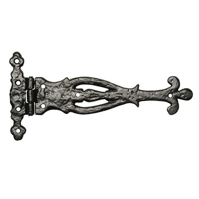 Kirkpatrick Black Antique Malleable Iron Fleur De Lys Hinge (8.5 Inch) - AB1517 (sold in pairs)  BLACK ANTIQUE - 8.5"