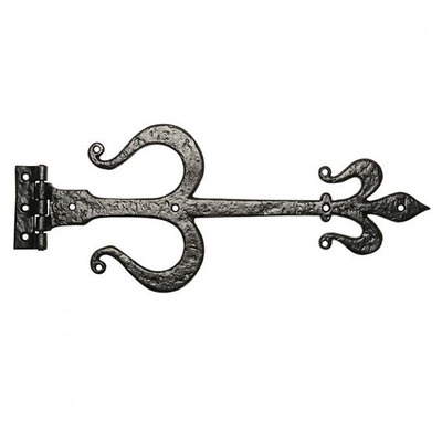 Kirkpatrick Black Antique Malleable Iron Fleur De Lys Hinge (20 inch)- AB621 (sold in pairs)  BLACK ANTIQUE - 20"