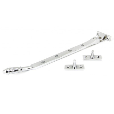 From The Anvil Reeded Window Stay (8", 10" Or 12"), Polished Chrome - 90333 POLISHED CHROME - 8"