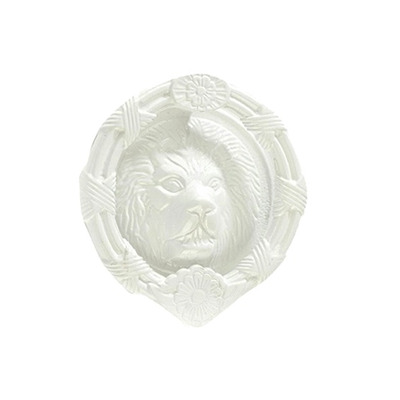 Mila ProLinea Round Lion Head Door Knocker (6"), White Finish - 590248 WHITE - 6" Diameter