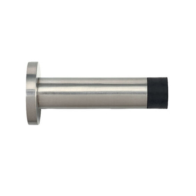 Zoo Hardware Cylinder Door Stop With Rose (70mm Length), Satin Stainless Steel - ZAS07SS SATIN STAINLESS STEEL