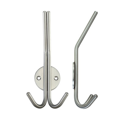 Zoo Hardware ZAS Double Hat & Coat Hook, Satin Stainless Steel - ZAS71SS SATIN STAINLESS STEEL