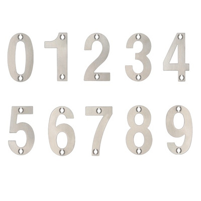Zoo Hardware ZSN Numerals 75mm (0-9), Satin Stainless Steel - ZSNASS SATIN STAINLESS STEEL - 6