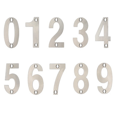 Zoo Hardware ZSN Numerals 102mm (0-9), Satin Stainless Steel - ZSNBSS SATIN STAINLESS STEEL - 1