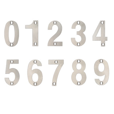 Zoo Hardware ZSN Numerals 50mm (0-9), Satin Stainless Steel - ZSNSS SATIN STAINLESS STEEL - 1