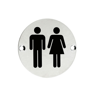 Zoo Hardware ZSS Door Sign - Unisex Symbol, Satin Stainless Steel - ZSS03SS SATIN STAINLESS STEEL