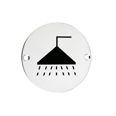 Zoo Hardware ZSS Door Sign - Shower Symbol, Polished Stainless Steel - ZSS04PS POLISHED STAINLESS STEEL