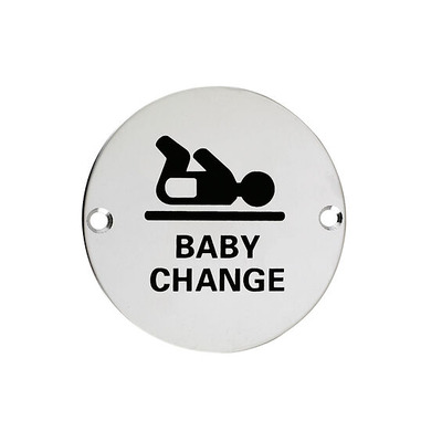 Zoo Hardware ZSS Door Sign - Baby Change Symbol, Polished Stainless Steel - ZSS08PS POLISHED STAINLESS STEEL