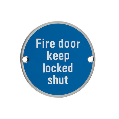 Zoo Hardware ZSS Door Sign - Fire Door Keep Locked Shut, Satin Stainless Steel - ZSS13SS SATIN STAINLESS STEEL