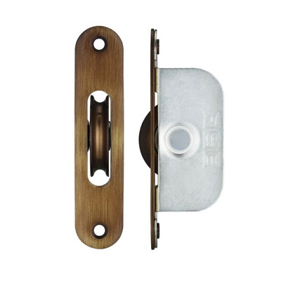 Zoo Hardware Fulton & Bray 1 3/4" Wheel Sash Window Brass Ball Bearing Axle Pulley (Radius Forend), Florentine Bronze - FBBP01RFB FLORENTINE BRONZE - RADIUS FOREND