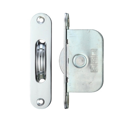 Zoo Hardware Fulton & Bray 2 1/4" Wheel Sash Window Brass Ball Bearing Axle Pulley (Radius Forend), Polished Chrome - FBBP02RCP POLISHED CHROME - RADIUS FOREND