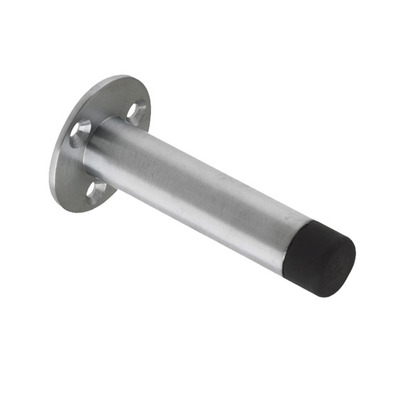 Zoo Hardware Cylinder Door Stop With Rose (76mm), Satin Chrome - ZAB07BSC SATIN CHROME