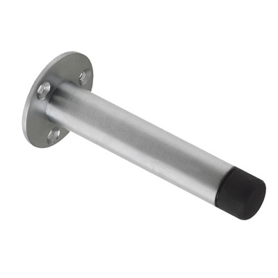 Zoo Hardware Cylinder Door Stop With Rose (90mm), Satin Chrome - ZAB09BSC SATIN CHROME