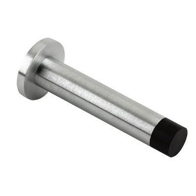 Zoo Hardware Cylinder Door Stop With Rose (80mm), Satin Chrome - ZAB09SC SATIN CHROME
