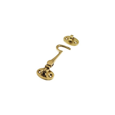 Zoo Hardware Cabin Hooks (75mm - 300mm), Polished Brass - ZAB60 POLISHED BRASS - 75mm (3") Lightweight