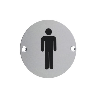 Zoo Hardware ZSA Door Sign - Male Sex Symbol, Satin Aluminium -  ZSA01SA SATIN ALUMINIUM