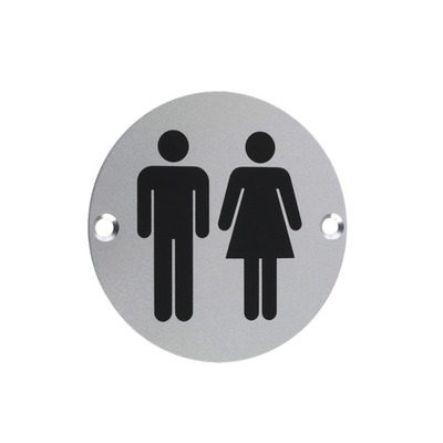 Zoo Hardware ZSA Door Sign - Unisex Symbol, Satin Aluminium - ZSA03SA SATIN ALUMINIUM