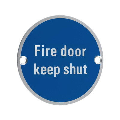 Zoo Hardware ZSA Door Sign - Fire Door Keep Shut, Satin Aluminium - ZSA09SA SATIN ALUMINIUM
