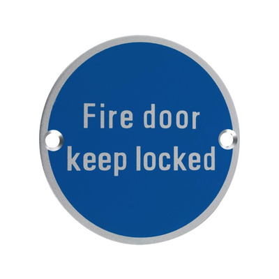 Zoo Hardware ZSA Door Sign - Fire Door Keep Locked, Satin Aluminium - ZSA10SA SATIN ALUMINIUM