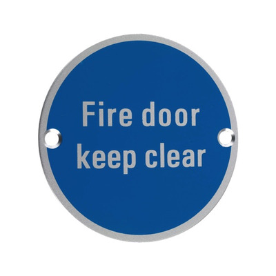 Zoo Hardware ZSA Door Sign - Fire Door Keep Clear, Satin Aluminium - ZSA11SA SATIN ALUMINIUM
