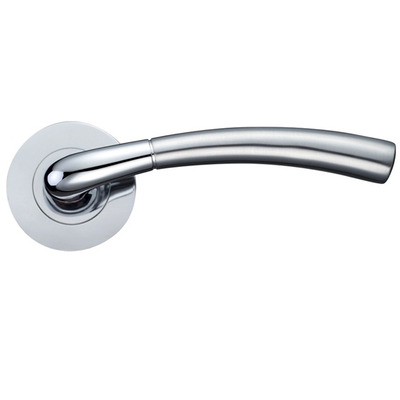 Zoo Hardware Stanza Saturn Lever On Round Rose, Dual Finish Satin Chrome & Polished Chrome - ZPZ130SCCP (sold in pairs) DUAL FINISH SATIN CHROME & POLISHED CHROME