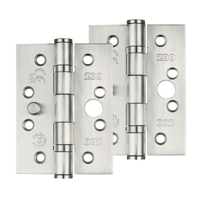 Zoo Hardware 4 Inch Grade 201 Dog Bolt Or Security Door Hinge, Satin Stainless Steel - ZHSSDB243 (sold in pairs) SATIN STAINLESS STEEL - 102mm x 76mm x 3mm (RADIUS EDGE)