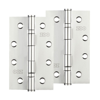 Zoo Hardware 4 Inch Grade 201 Slim Knuckle Bearing Hinge, Polished Stainless Steel - ZHSS63P (sold in pairs) POLISHED STAINLESS STEEL - 102mm x 63mm x 2.5mm