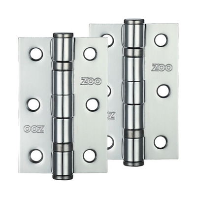 Zoo Hardware 3 Inch Steel Ball Bearing Door Hinges, Polished Chrome - ZHS32CP (sold in pairs) POLISHED CHROME - 76mm x 50mm x 2mm
