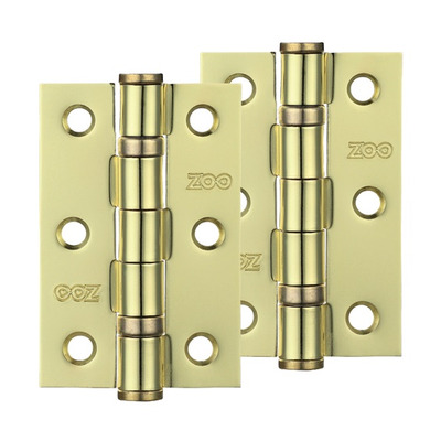 Zoo Hardware 3 Inch Steel Ball Bearing Door Hinges, Electro Brass - ZHS32EB (sold in pairs) ELECTRO BRASS - 76mm x 50mm x 2mm