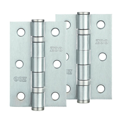 Zoo Hardware 3 Inch Steel Ball Bearing Door Hinges, Satin Chrome - ZHS32SC (sold in pairs) SATIN CHROME - 76mm x 50mm x 2mm