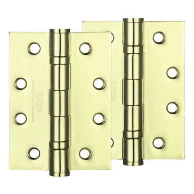 Zoo Hardware 4 Inch Steel Ball Bearing Door Hinges, Electro Brass - ZHS43EB (sold in pairs) ELECTRO BRASS - 102mm x 76mm x 3mm
