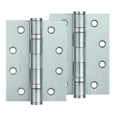 Zoo Hardware 4 Inch Steel Ball Bearing Door Hinges, Satin Chrome - ZHS43SC (sold in pairs) SATIN CHROME - 102mm x 76mm x 3mm