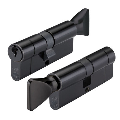 Zoo Hardware Vier Precision Euro Profile Cylinder & Turn (Various Sizes), Black - V5EP60CTBKE 60mm - MASTER KEYED *5-7 Working Days*