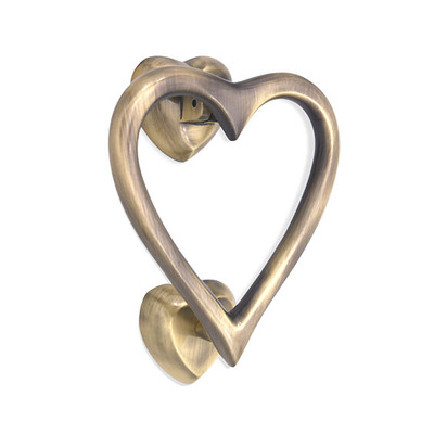 Spira Brass Heart-Shaped Door Knocker (130mm x 120mm), Antique Brass - SB4110ANT ANTIQUE BRASS
