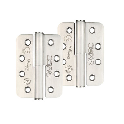 Zoo Hardware 4 Inch Grade 14 Left Or Right Handed Radius Profile Lift-Off Hinge, Stainless Steel - VLH-L243-14-R (sold in pairs) RIGHT HANDED - 102mm x 76mm x 3.4mm