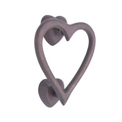 Spira Brass Heart-Shaped Door Knocker (130mm x 120mm), Aged Bronze - SB4110ABZ AGED BRONZE