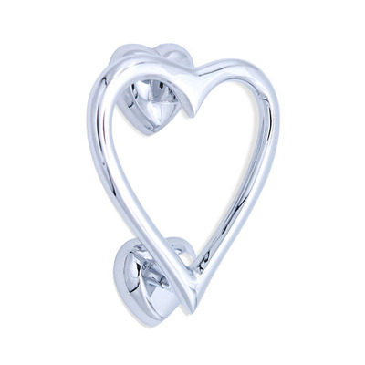 Spira Brass Heart-Shaped Door Knocker (130mm x 120mm), Polished Chrome - SB4110PC POLISHED CHROME