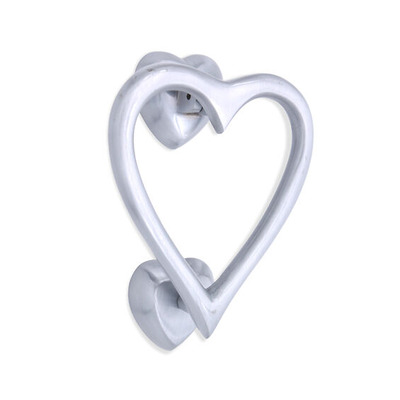 Spira Brass Heart-Shaped Door Knocker (130mm x 120mm), Satin Chrome - SB4110SC SATIN CHROME