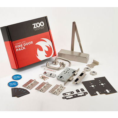 Zoo Hardware Commercial Office Fire Door Locking Kit, Satin Stainless Steel Finish - KITC3-FDP-C3 OFFICE LOCKING - FIRE RATED 60 MIN *Please note Delivery can take between 5-7 working days*