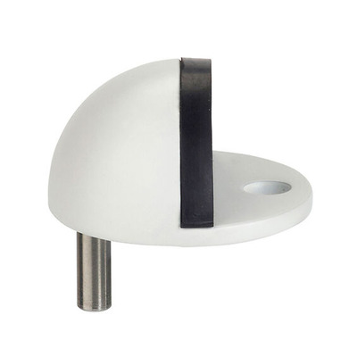 Zoo Hardware Floor Mounted Oval Door Stop With Locating Pin (45mm Diameter), Powder Coated White - ZAS06B-PCW POWDER COATED WHITE - 45mm Diameter