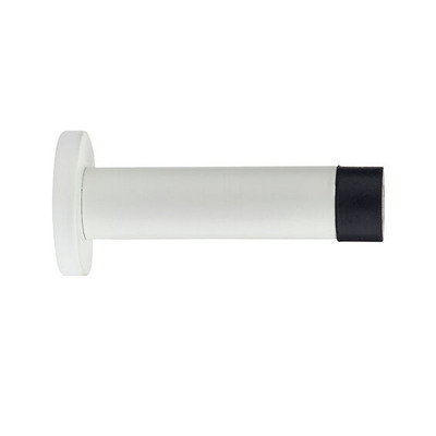 Zoo Hardware Cylinder Door Stop With Rose (70mm Length), Powder Coated White - ZAS07-PCW POWDER COATED WHITE