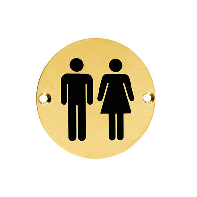 Zoo Hardware ZSS Door Sign - Unisex Symbol, PVD Satin Brass - ZSS03-PVDSB PVD SATIN BRASS