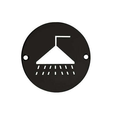 Zoo Hardware ZSS Door Sign - Shower Symbol, Powder Coated Black - ZSS04-PCB POWDER COATED BLACK