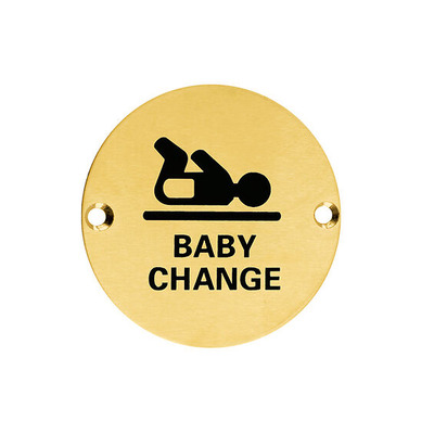 Zoo Hardware ZSS Door Sign - Baby Change Symbol, PVD Satin Brass - ZSS08-PVDSB PVD SATIN BRASS